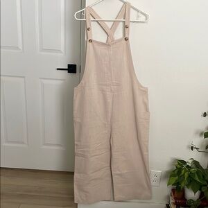 Cream Overalls with Button Straps